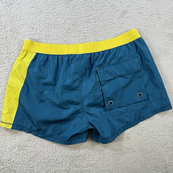 Diesel Beachwear Shorts Mens Large Blue Yellow Mesh Lined Swim Trunks Drawstring - Picture 9 of 10